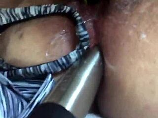 masturbating with daughter's thong in the kitchen.