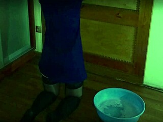 Mrs lazinski, the naive mature maid in stockings, submits to couple with small waist and milf blonde short hair.