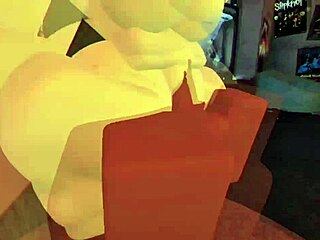 Demon fucks big-ass white girl without condom in roblox condo.