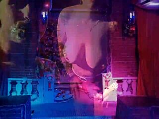 christmas full of horniness with hot milf and saymon fitness cumming hard on red