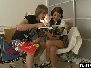 Petite Brunette Student Ditches Homework For Anal And Blowjob