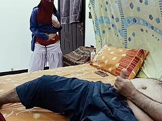 desi schoolgirl says, 'daddy, let me help with that'