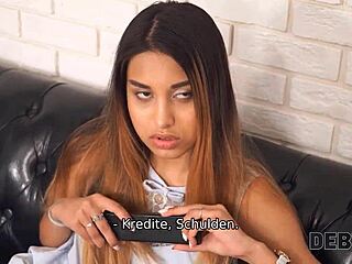 Roxy Lips, the tattooed Russian amateur, initiates rough doggystyle sex to delay debts.