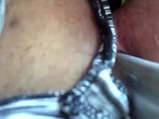 masturbating with daughter's thong in the kitchen.