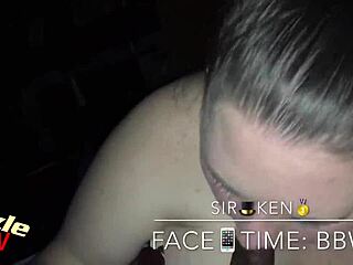 The white bbw gives a sloppy interracial blowjob to the big black cock