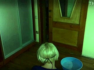 Mrs lazinski, the naive mature maid in stockings, submits to couple with small waist and milf blonde short hair.