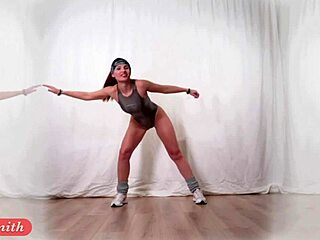 I feel excited staying home interactively with Jeny Smith. She's in sneakers and swimming suit.