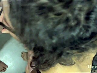 Ugly curly Colombian girl gives wild sloppy blowjob to big black cock with cum in mouth