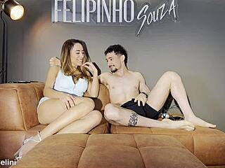 hey, i couldn't hold back and came hard with my cousin before aunt arrives, that brazilian blonde teen with big tits squirts wet