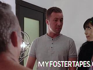 New foster stepmom Becky Bandini eagerly welcomes foster stepdaughter Judy Jolie home! But on her first night, Judy sneaks with foster stepbrother in bedroom for curvy cowgirl ride.