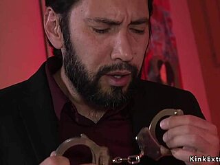 cop ties up redhead babe for rough bdsm anal fucking in bondage session