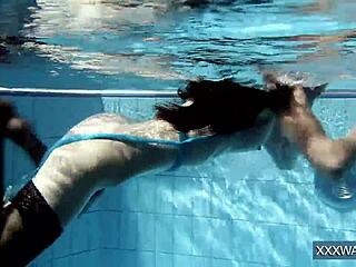 Caliente húngara Petra disfruta tiempo en piscina