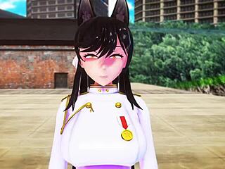 A girl gets carefully inflated like a big balloon in a controlled setting