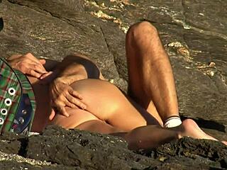 mature couple enjoys passionate fucking on the beach