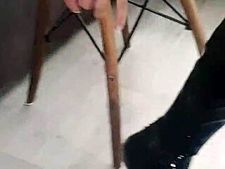 Veve Pops Balloons in Latex Stockings Using Sharp Object with Her Big Tits Exposed