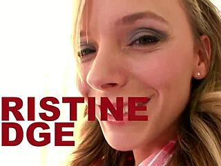 Sexy skinny petite Pristine Edge deepthroats huge cock, face fuck POV and swallows cum 😍