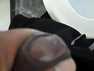 Masturbated in Restroom with Close-Up Cum on Shaved Cock!