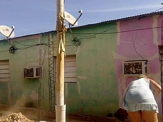 my neighbor can't resist staring at my big ass in this short dress, it's turning me on so much