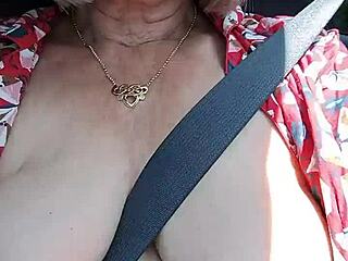 Riding down the road, my tits fully out