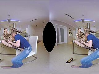 nikky dream delivers hardcore anal footjob in fishnets.