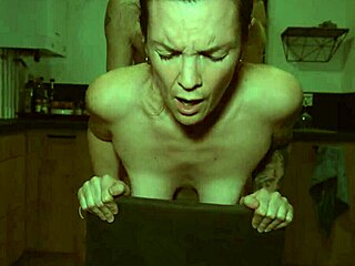 Milf pounded hard on kitchen counter in doggystyle!