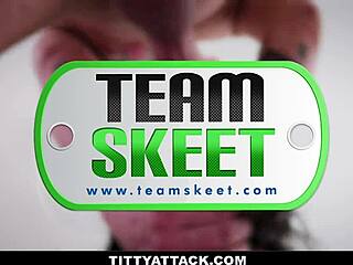 Blonde babe Blake Blossom works out with bouncing tits causing Mike Mancini to stare and hurt his ankle