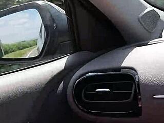 Riding down the road, my tits fully out