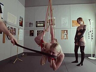 submissive bondage puppet rebel rhyder sucks cock and eats ass in a demented threesome game, getting spanked and dominated by maledom master.