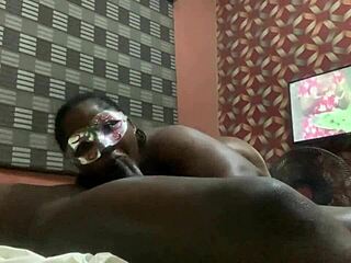 Big ass girlfriend gives sloppy blowjob before riding cock.