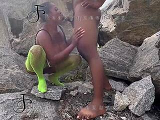 i seduced that cute tourist guard and we fucked bareback on the rock, oh man