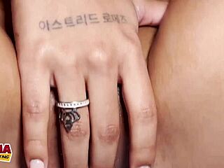 Latina teen with braces attends casting interview for stretching and filling scene.