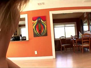 That hot blonde milf is seducing a skinny girl with a flirty massage