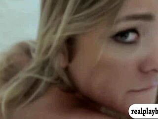 these pretty babes - blonde and brunette - team up for a wild foursome on the bed with big monster cocks and blowjobs everywhere