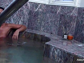 Abigail Mac joins two busty brunettes for steamy lesbian threesome behind the scenes on set