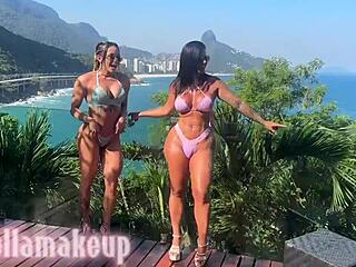Party of sluts in Rio de Janeiro Brazil features big tits brunettes and squirting pussies. Exotic lesbians lick clits in lingerie during wild action.