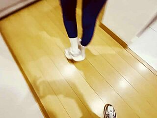 colombian babe with big ass in gym gets orgasm from lesbian masturbation and high definition fetish play with trainer.