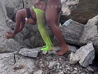 i seduced that cute tourist guard and we fucked bareback on the rock, oh man