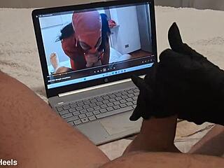 Preview shows milf in gloves giving handjob to big cock until he cums all over them in pov view