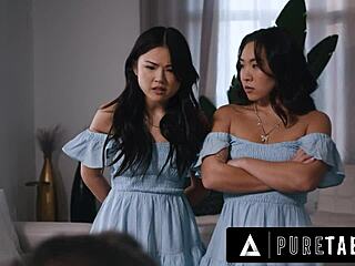 Miksi aasialaiset siskokset Lulu Chu ja Kimmy Kimm nuolevat pillua FFM-threesomessa isäpuolen kanssa fantasiassa?