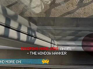 i'm so frustrated masturbating this hot petite girl no panties in black stockings... handjob feels intense