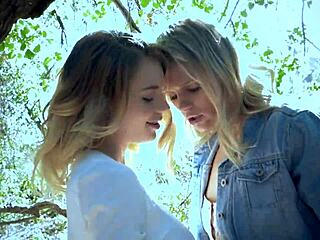 ENCHANTED BY LESBIANS Scarlet Red and Blake Eden in Lingerie Masturbation Outdoors!