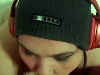 SOFT TO HARD SLOPPY BLOWJOB IN HEADPHONES! Curvy Amateur Deepthroat Leads to Cum in Mouth and Post Orgasm POV Sucking.