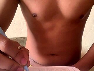 I'm touching myself while finishing my homework in this amateur fitness session