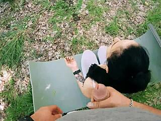 Will Ponytail Brunette Teen Take Huge Facial Cumshot During Outdoor Pov Meditation Jerking?