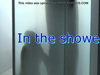 in the shower trailer with blonde teen licking and blowjob in bathroom