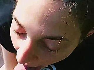 Latina slut Lynela Nira and King Gontier give pov blowjob with cumshot facial.