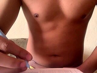 I'm touching myself while finishing my homework in this amateur fitness session