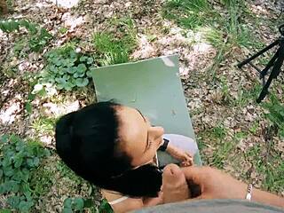 Will Ponytail Brunette Teen Take Huge Facial Cumshot During Outdoor Pov Meditation Jerking?