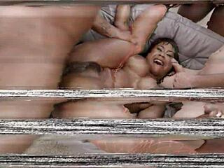 7on1 double anal gangbang with Avery Jane taking dap gapes and cum swallows in rough action.