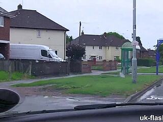 Hey, Lucia's flashing those big tits in a public car challenge with outdoor masturbation! 🚗💦